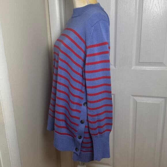 Tuckernuck Starboard Blue Bar Harbor Nautical Striped Long Sleeve Sweater XL - Picture 4 of 9